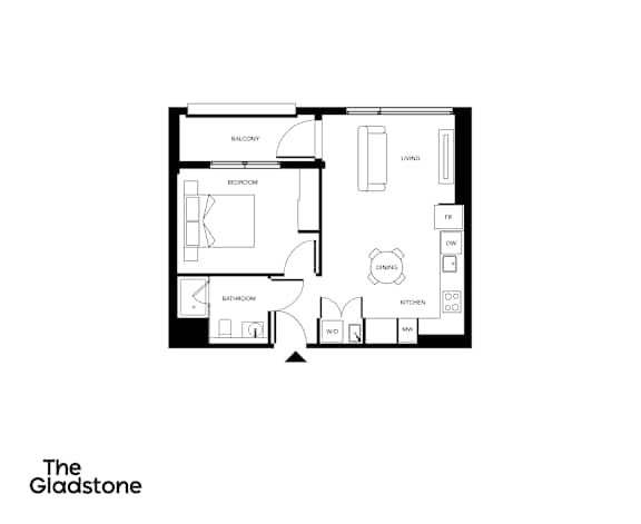 A black and white floor plan of a house layout.