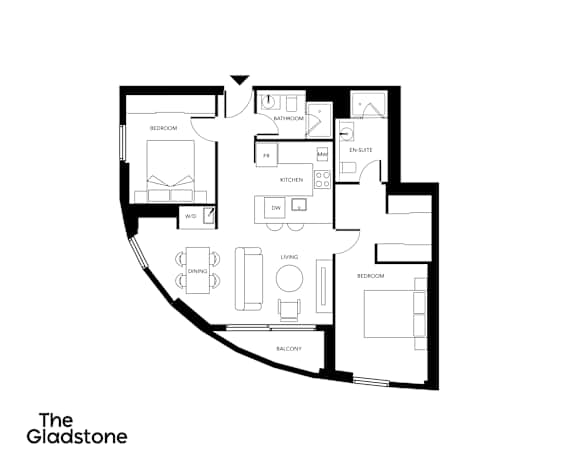 A black and white floor plan of a house layout.