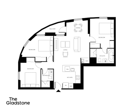 A black and white floor plan of a house layout.