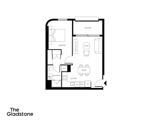 A black and white image of a floor plan for a residence.