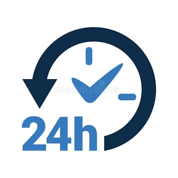 a simple icon of a clock with the date and time of 24 hours royalty free illustration