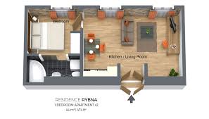 a floor plan of a house with a kitchen and a living room