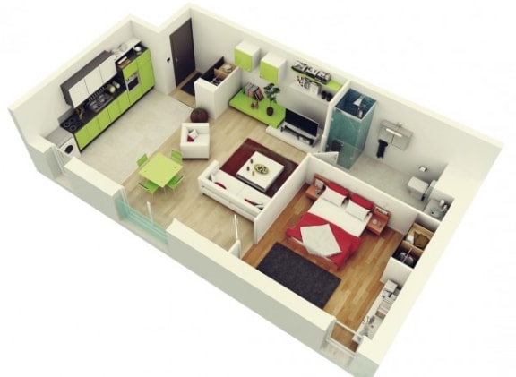 Floor Plan  Lynwood, 1 bed 1 bath, 900 sqft