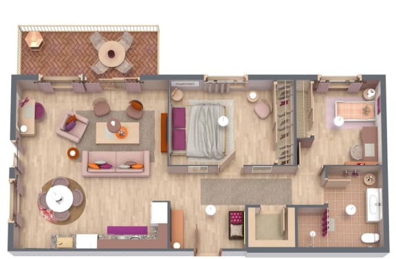 2 Bedroom Cabin 2D Floor Plan
