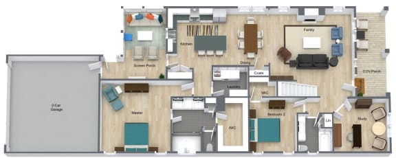 Floor Plan  Triplex, 3 bed 3 bath, 900 sqft