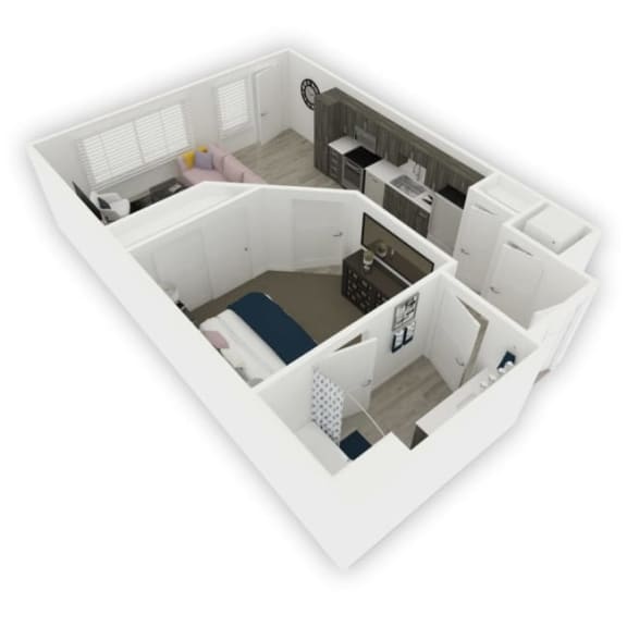 Emerald, 1 bed 1 bath, 950sqft