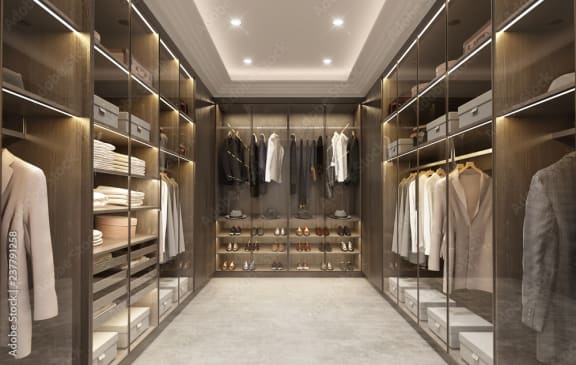 A big rrrom where large closets are placed