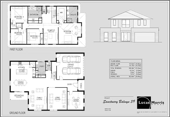 A detailed floor plan of a Sanctuary Biltmore 5 house by Lucas Morris.