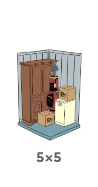 A 5x5 image of a wooden cabinet with boxes on the floor.