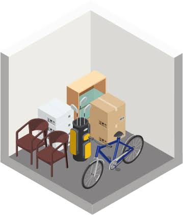 A blue bicycle is loaded with boxes and a chair is placed next to it.