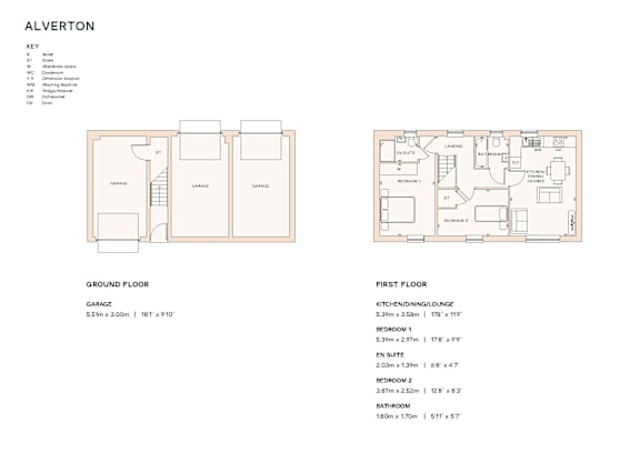 A floor plan for a property named Alverton, showing the layout of the ground and first floor.