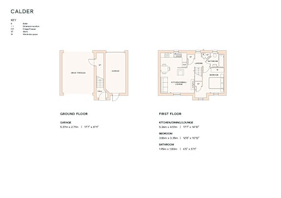 A floor plan for a property named Calder, showing the layout of the ground and first floor.