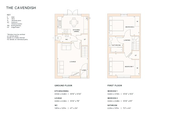 A floor plan of a two-story house with a first and ground floor.