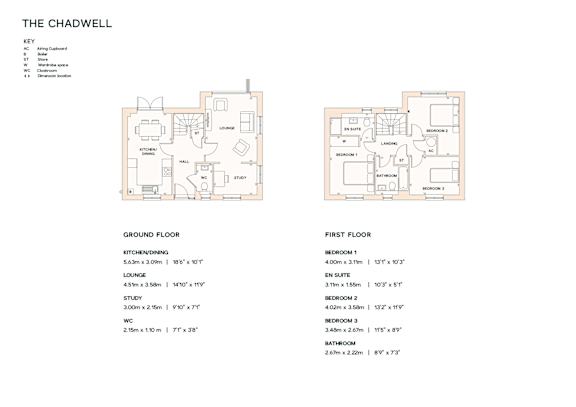 A floor plan for a property named The Chadwell, showing the layout of the ground and first floors.