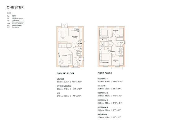A floor plan for a Chester property showing the layout of the ground and first floor.