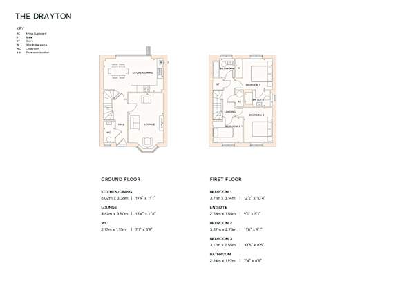 A floor plan for a property named The Drayton, showing the layout of the ground and first floor.