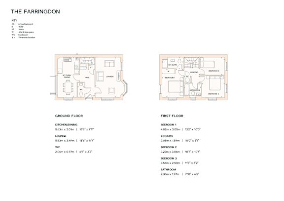 A floor plan for a property named The Farrington, showing the layout of the ground and first floor.