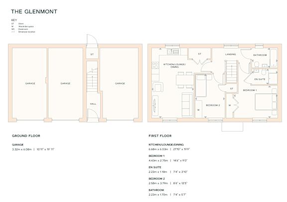 A floor plan for a property named The Glenmont is displayed, showing the layout of the first and ground floors.