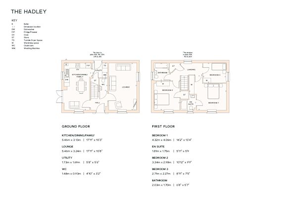 A floor plan for a property named The Hadley, showing the layout of the ground and first floor.