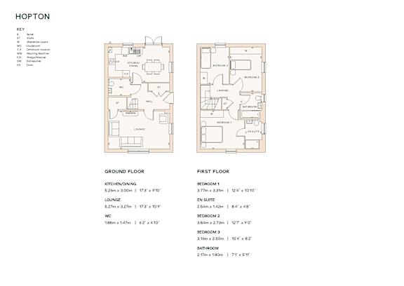 A floor plan for a property named Hopton, showing the layout of the ground and first floor.