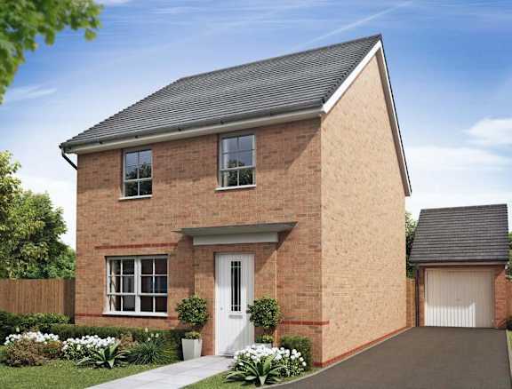 A modern brick house with a white door and windows.
