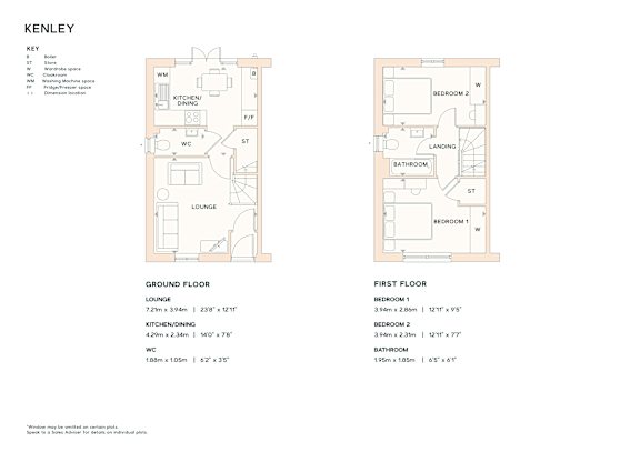 A floor plan for a Kenley property, showing both ground and first floor layouts.