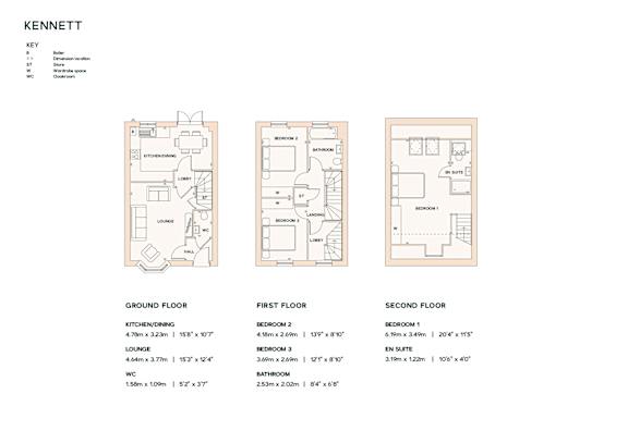 A diagram shows the layout of the first, second, and ground floors of the Kennett apartment.