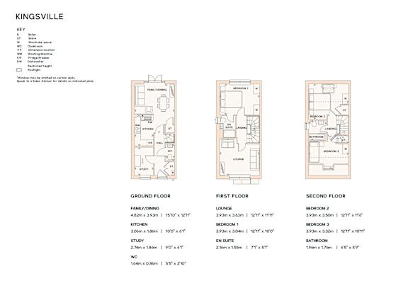 A floor plan for a Kingsville property with three bedrooms and two bathrooms.