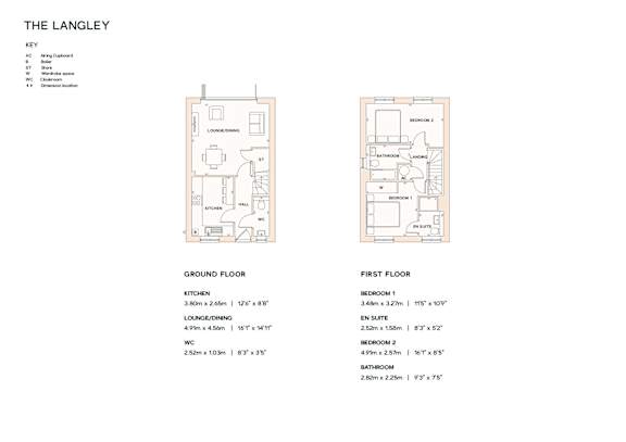A floor plan for a property named The Langley, showing the layout of the ground and first floor.