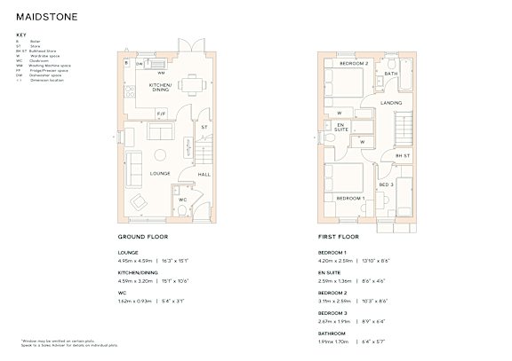 A floor plan for a property named Maidstone is displayed, showing the layout of the ground and first floors.