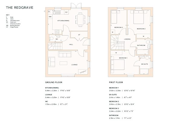 A floor plan for a two-story home with a first and second floor.