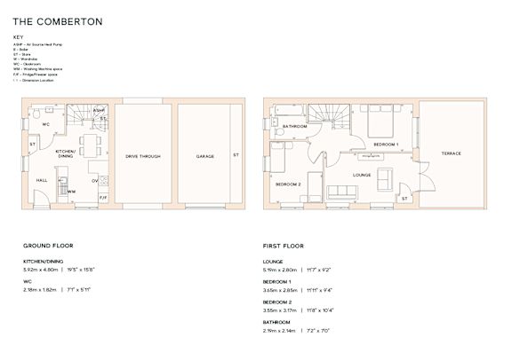 A floor plan for a property named The Comberton, showing the layout of the ground and first floor.