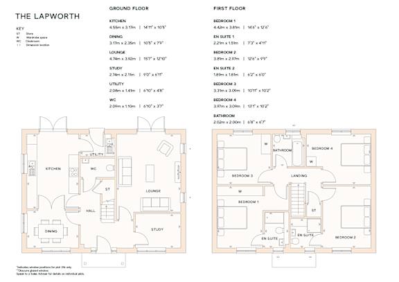 A floor plan of a house named The Lapworth with two separate sections for the ground and first floor.
