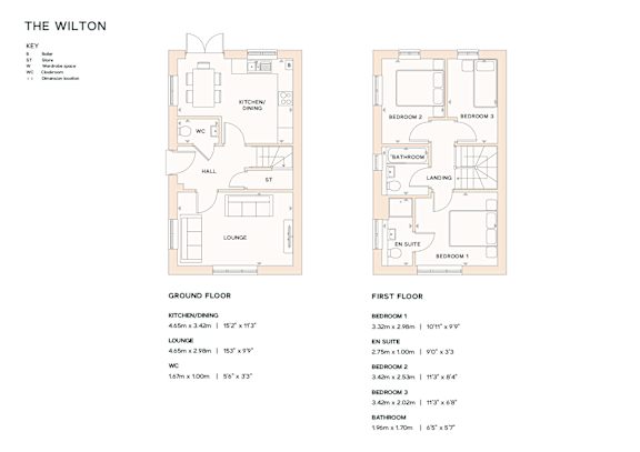 A floor plan for a property named The Wilton, showing the layout of the ground and first floor.