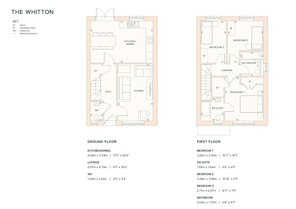 A floor plan for a property named The Whitton is displayed, showing the layout of the ground and first floor.