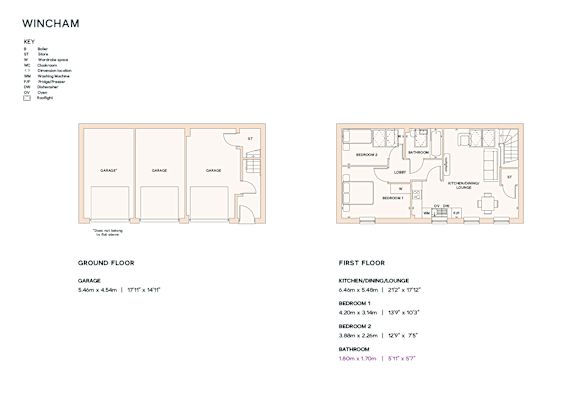 A floor plan for a Wincham house showing the layout of the ground and first floor.
