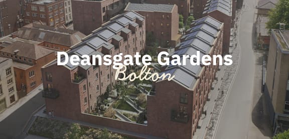 An aerial view of Deansgate Gardens in Bolton.