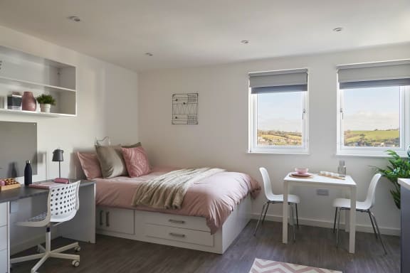 Floor Plan  Superior Studio at The Quarry, student accommodation in Falmouth