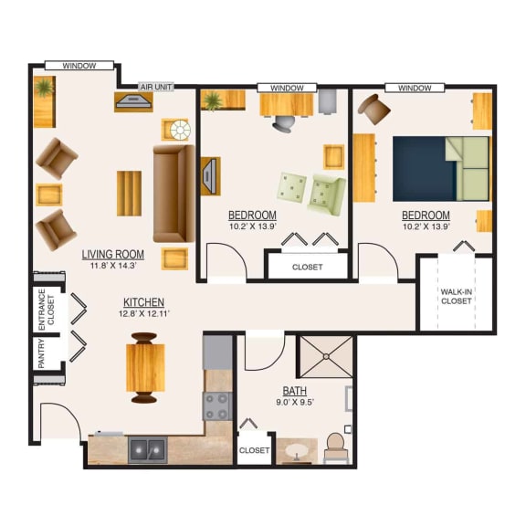 Floor Plan  a floor plan of a home with bedrooms and a living room
