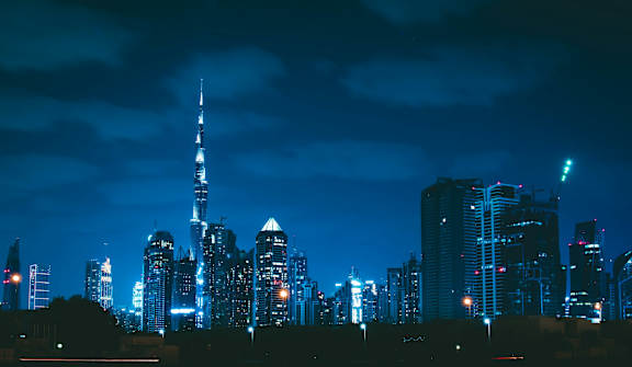 the skyline of the city at night