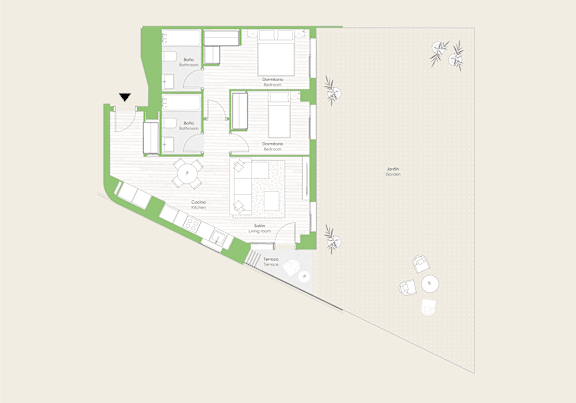 Floorplan of Skypark Valdebebas two bedrooms apartment