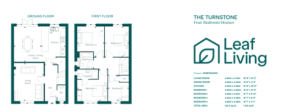 A floor plan of a house with a section for the first floor and ground floor.