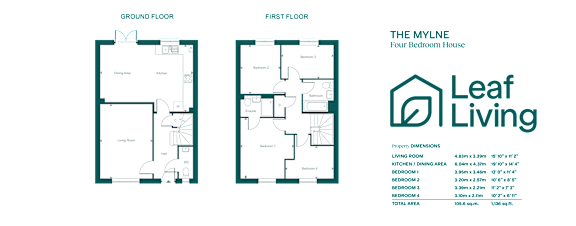 A floor plan for a four bedroom house is displayed.