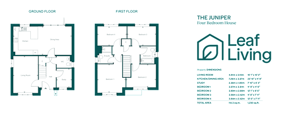 A floor plan of a house with a ground floor and first floor is displayed.
