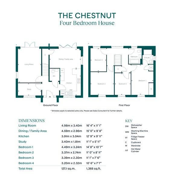 the chestnut four bedroom house floor plan