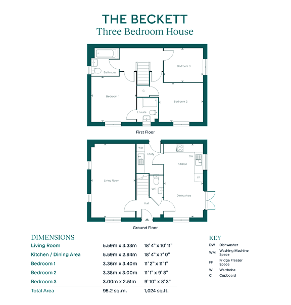 the floor plan of the beekert three bedroom house