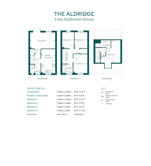A floor plan for a four bedroom house is displayed.