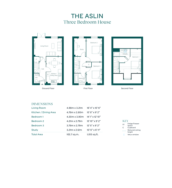 The image shows a floor plan for a three bedroom house with dimensions and key bypass information.