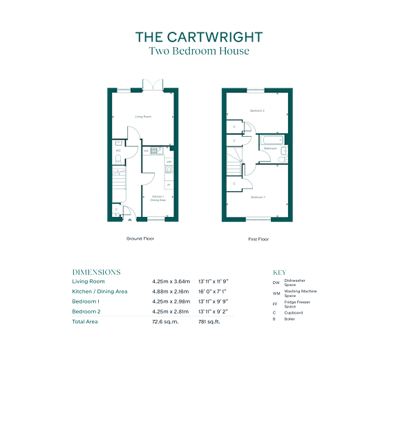 A poster for a two bedroom house called The Cartwright.