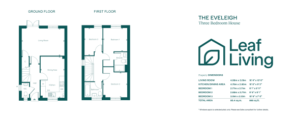 a floor plan of two bedrooms and a living room with floor plans of a home